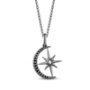 Thumbnail Image 1 of Ink & Ice Black & White Diamond Moon & Star Necklace 1/10 ct tw Black Rhodium-Plated Sterling Silver 18&quot;