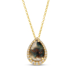 Le Vian Pear-Shaped Aquadite Necklace 1/3 ct tw Diamonds 14K Honey Gold 19"