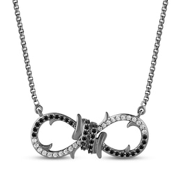 Ink & Ice Black & White Diamond Barbed Wire Infinity Symbol Necklace 1/5 ct tw Black Rhodium-Plated Sterling Silver 18&quot;