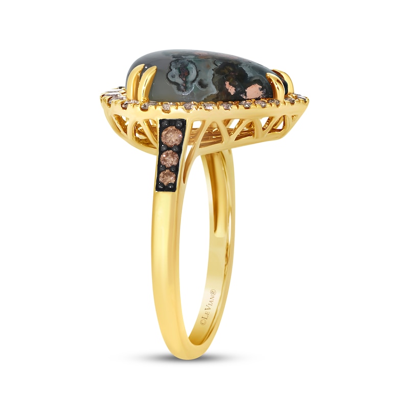 Main Image 2 of Le Vian Pear-Shaped Aquadite Ring 3/8 ct tw Diamonds 14K Honey Gold