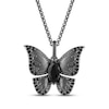 Thumbnail Image 1 of Ink & Ice Marquise-Cut Black Onyx & Black Diamond Butterfly Necklace 1/6 ct tw Black Rhodium-Plated Sterling Silver 18&quot;