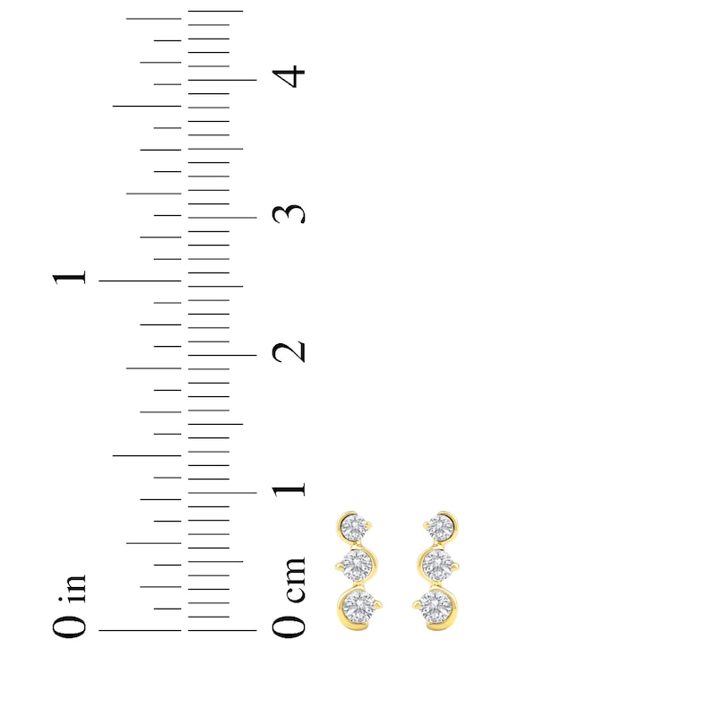 Main Image 5 of Diamond Three-Stone Squiggle Drop Earrings 1/4 ct tw 10K Yellow Gold