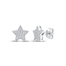 Multi-Diamond Pavé Star Stud Earrings 1/6 ct tw 10K White Gold