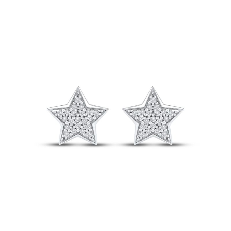 Main Image 2 of Multi-Diamond Pavé Star Stud Earrings 1/6 ct tw 10K White Gold