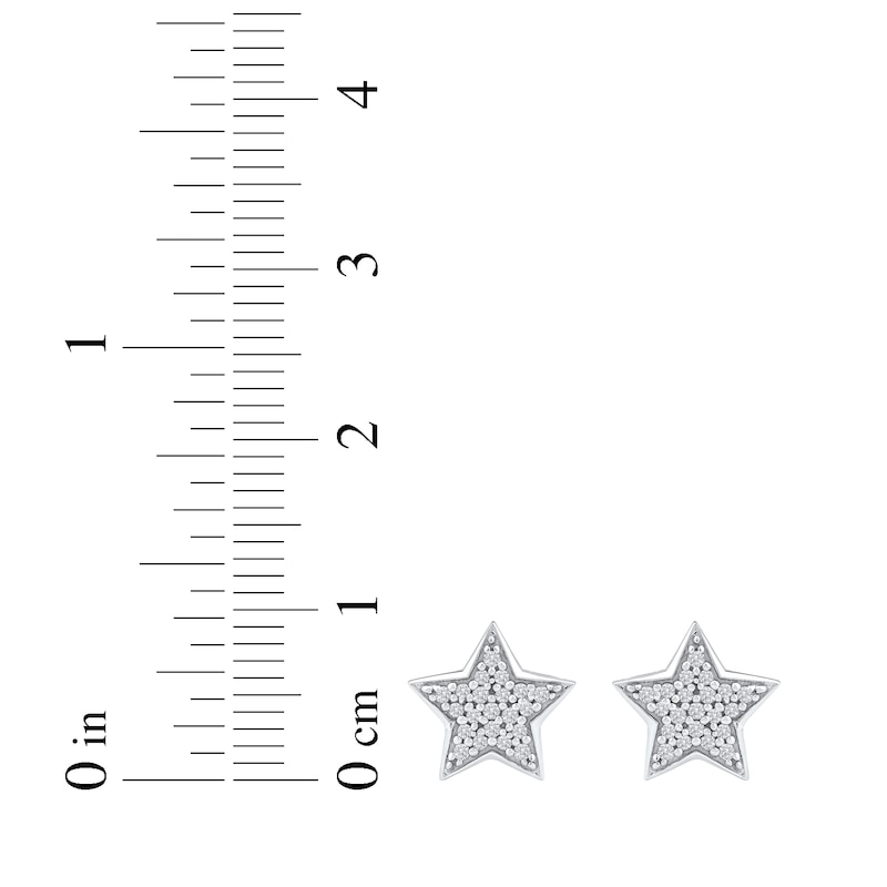 Main Image 5 of Multi-Diamond Pavé Star Stud Earrings 1/6 ct tw 10K White Gold