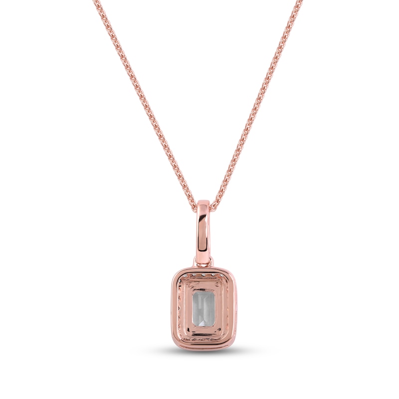 Main Image 3 of Aquamarine & Diamond Necklace 1/8 ct tw Round-cut 10K Rose Gold 18&quot;