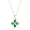 Thumbnail Image 1 of Emerald Flower Necklace 1/6 ct tw Diamonds 10K Yellow Gold 18&quot;