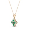 Thumbnail Image 2 of Emerald Flower Necklace 1/6 ct tw Diamonds 10K Yellow Gold 18&quot;