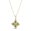 Thumbnail Image 3 of Emerald Flower Necklace 1/6 ct tw Diamonds 10K Yellow Gold 18&quot;