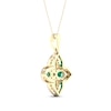 Thumbnail Image 4 of Emerald Flower Necklace 1/6 ct tw Diamonds 10K Yellow Gold 18&quot;