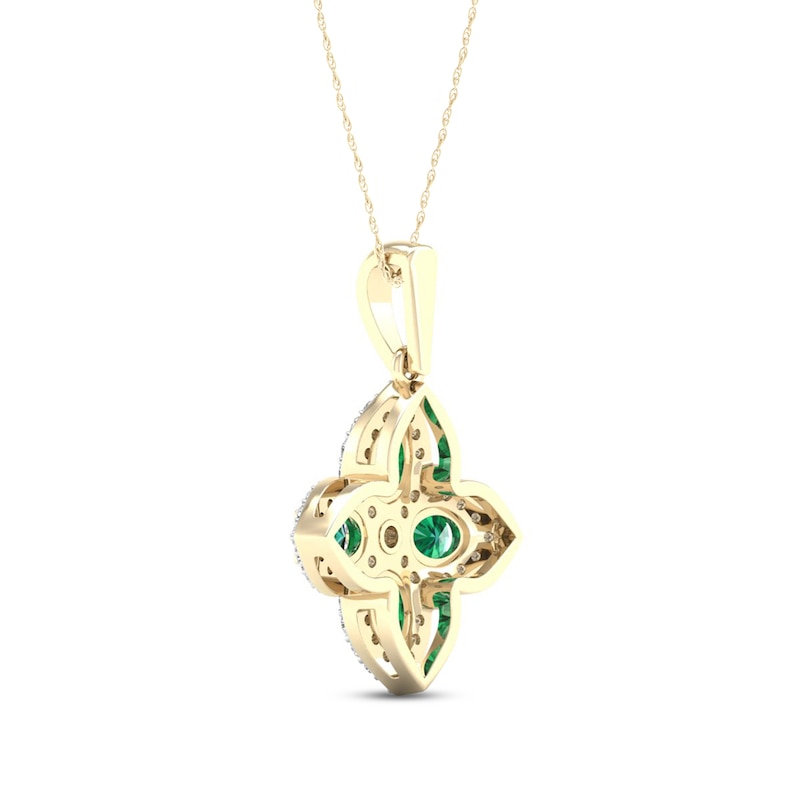 Main Image 4 of Emerald Flower Necklace 1/6 ct tw Diamonds 10K Yellow Gold 18&quot;