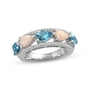 Thumbnail Image 1 of Swiss Blue Topaz/Lab-Created Opal/White Lab-Created Sapphire Ring Sterling Silver