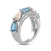 Thumbnail Image 2 of Swiss Blue Topaz/Lab-Created Opal/White Lab-Created Sapphire Ring Sterling Silver