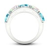 Thumbnail Image 4 of Swiss Blue Topaz/Lab-Created Opal/White Lab-Created Sapphire Ring Sterling Silver