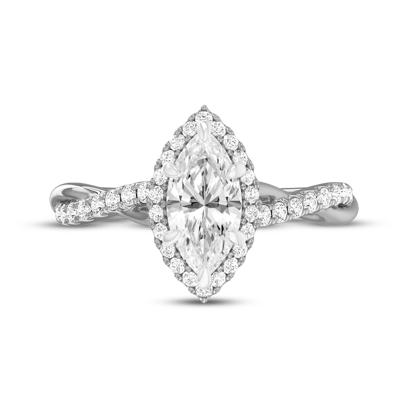 Main Image 3 of Lab-Grown Diamonds by KAY Marquise-Cut Halo Engagement Ring 1-1/4 ct tw 14K White Gold