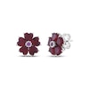 Thumbnail Image 1 of Heart-Shaped Lab-Created Ruby & Pink Lab-Created Sapphire Flower Stud Earrings Sterling Silver