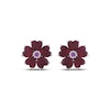 Thumbnail Image 2 of Heart-Shaped Lab-Created Ruby & Pink Lab-Created Sapphire Flower Stud Earrings Sterling Silver