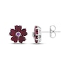 Thumbnail Image 3 of Heart-Shaped Lab-Created Ruby & Pink Lab-Created Sapphire Flower Stud Earrings Sterling Silver