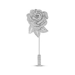 Men's Diamond Rose Brooch 1 ct tw Sterling Silver