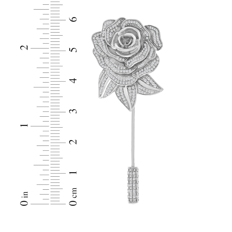 Main Image 3 of Men's Diamond Rose Brooch 1 ct tw Sterling Silver