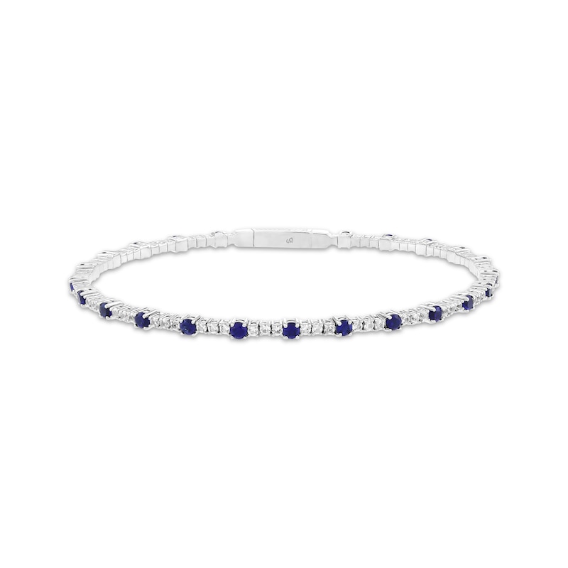 Main Image 1 of Blue & White Lab-Created Sapphire Bracelet Sterling Silver & Titanium