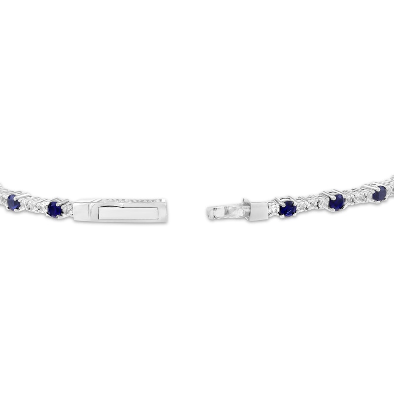 Main Image 2 of Blue & White Lab-Created Sapphire Bracelet Sterling Silver & Titanium