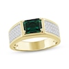 Thumbnail Image 1 of Men's Emerald-Cut Lab-Created Emerald & Diamond Ring 1/2 ct tw 10K Yellow Gold