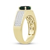 Thumbnail Image 2 of Men's Emerald-Cut Lab-Created Emerald & Diamond Ring 1/2 ct tw 10K Yellow Gold