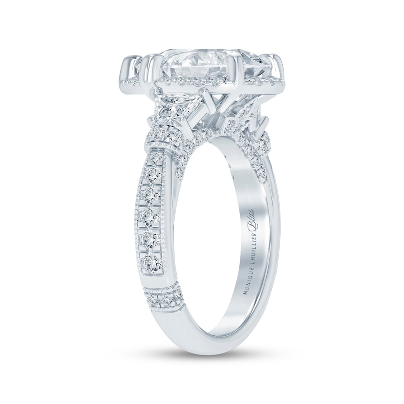 Main Image 2 of Monique Lhuillier Bliss Pear-Shaped Lab-Grown Diamond Halo Engagement Ring 4 ct tw 18K White Gold