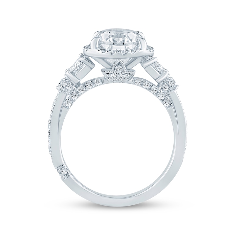 Main Image 3 of Monique Lhuillier Bliss Pear-Shaped Lab-Grown Diamond Halo Engagement Ring 4 ct tw 18K White Gold