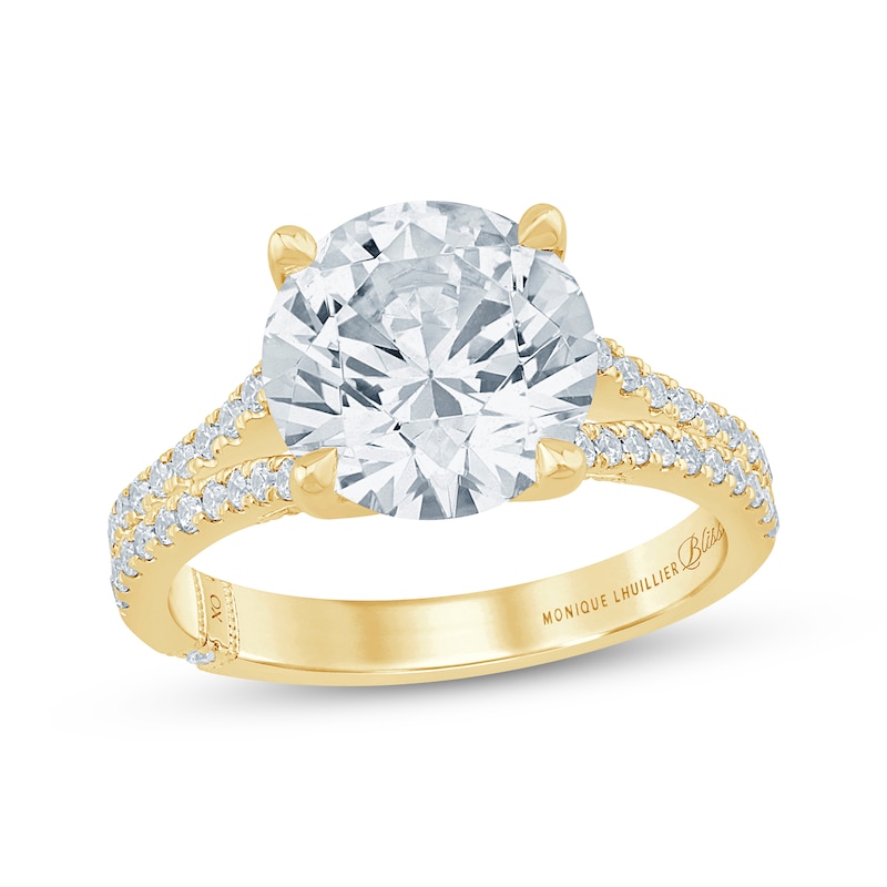 Main Image 1 of Monique Lhuillier Bliss Round-Cut Lab-Grown Diamond Engagement Ring 4-1/3 ct tw 18K Yellow Gold