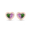 Thumbnail Image 1 of Wicked Pear-Shaped Pink Lab-Created Sapphire & Chrome Diopside Heart Stud Earrings Sterling Silver & 10K Rose Gold