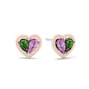 Thumbnail Image 2 of Wicked Pear-Shaped Pink Lab-Created Sapphire & Chrome Diopside Heart Stud Earrings Sterling Silver & 10K Rose Gold