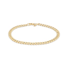 5mm Curb Chain Bracelet Hollow 10K Yellow Gold 7.5"