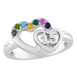 Color Stone Quinceanera Heart Ring