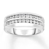 Thumbnail Image 1 of Men's Diamond Wedding Band 3/4 ct tw Round-cut 10K White Gold