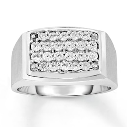 Men's Diamond Ring 1 ct tw Round-cut 10K White Gold