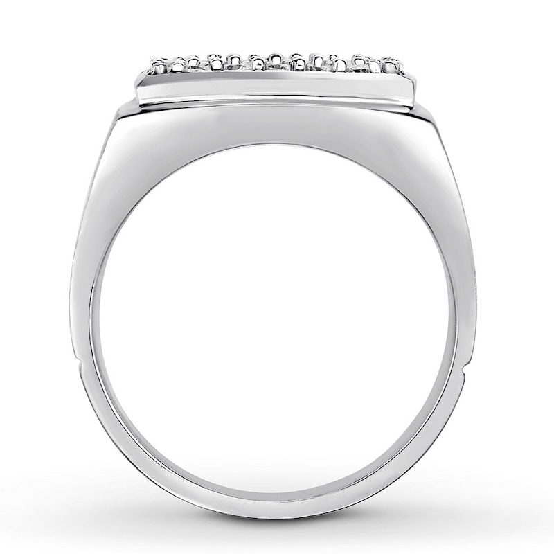 Main Image 2 of Men's Diamond Ring 1 ct tw Round-cut 10K White Gold