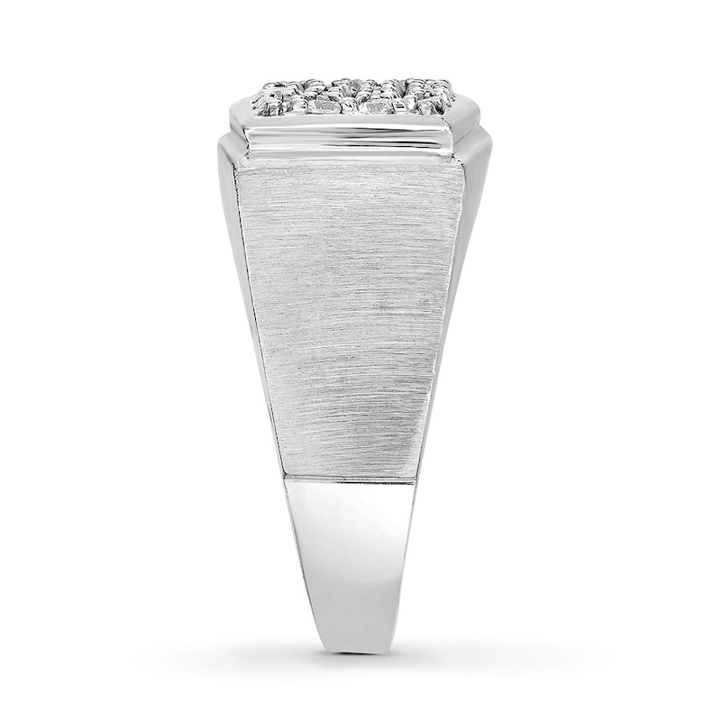 Main Image 3 of Men's Diamond Ring 1 ct tw Round-cut 10K White Gold