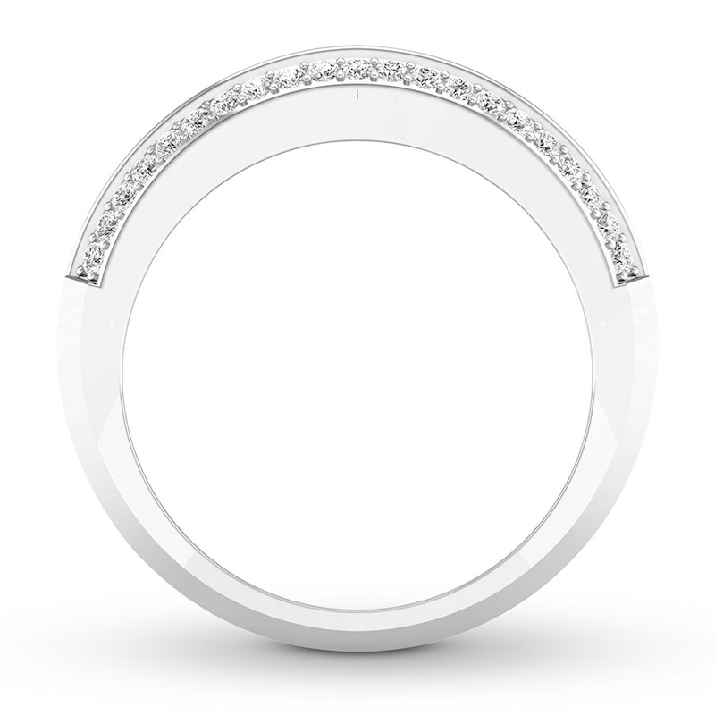 Main Image 2 of Men's Diamond Wedding Band 1/3 ct tw Round-cut 14K White Gold