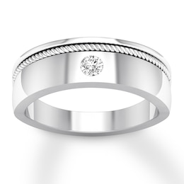 Now + Forever Men's Diamond Solitaire Ring 1/6 ct Round-cut 14K White Gold