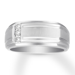 Men's Diamond Wedding Band 1/10 ct tw Round-cut 10K White Gold