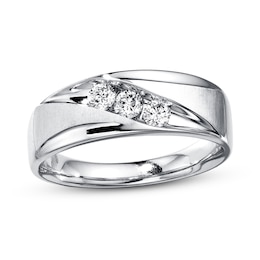 Men's Diamond Wedding Band 1/3 ct tw Round-cut 10K White Gold