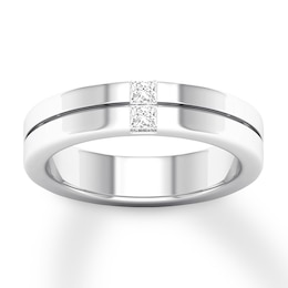 Now + Forever Men's Diamond Wedding Band 1/5 ct tw Square 14K White Gold