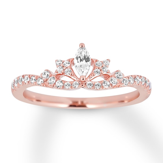 Diamond Anniversary Band 1 3 Ct Tw Marquise Round 14k Rose Gold Kay