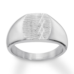 Men's Textured Signet Ring Stainless Steel