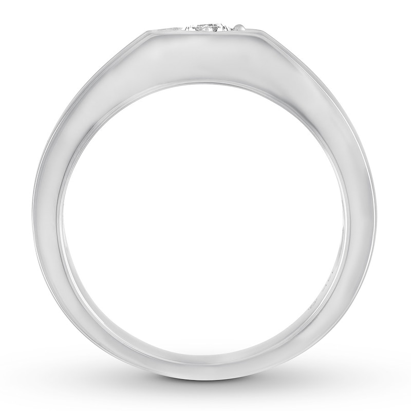 Men's Diamond Solitaire Ring 1/5 Carat Square-cut 14K White Gold