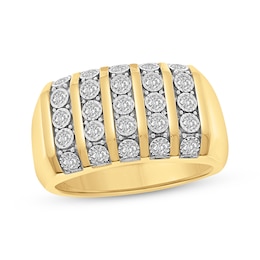 Men's Diamond Fashion Ring 1 ct tw Round-cut 10K Yellow Gold