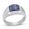 Thumbnail Image 0 of Men's Lab-Created Sapphire Ring Diamond Accent 10K White Gold