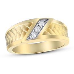 Now + Forever Men's Diamond Wedding Band 1/6 ct tw Round-cut 10K Yellow Gold